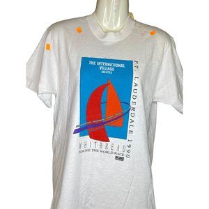 Vtg Sailing Whitbread Racing 1990 Ft. Lauderdale T shirt Medium STAINS READ